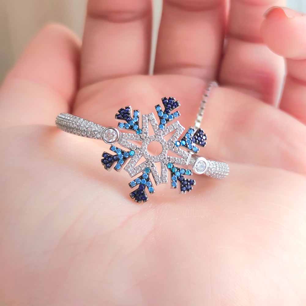 925 Sterling Silver Colorec Snow Flake Bracelet - Multi Colored Bracelet 925 Sterling Silver Colorec Snow Flake Bracelet - Multi Colored Bracelet